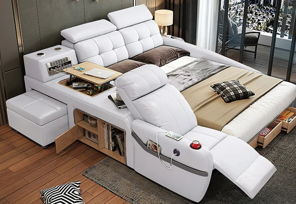 bed with storage around it